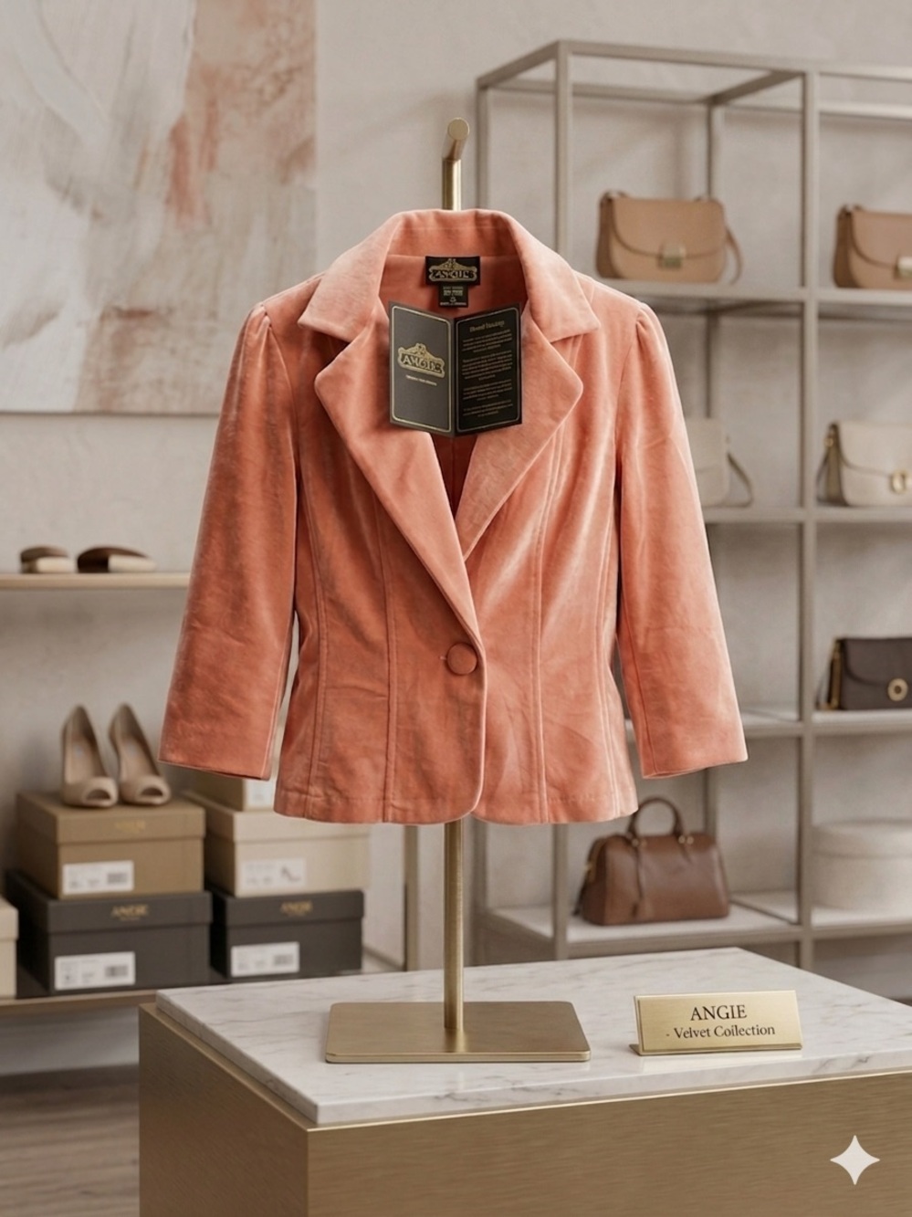 Angie Velvet Blazer in Blush Pink